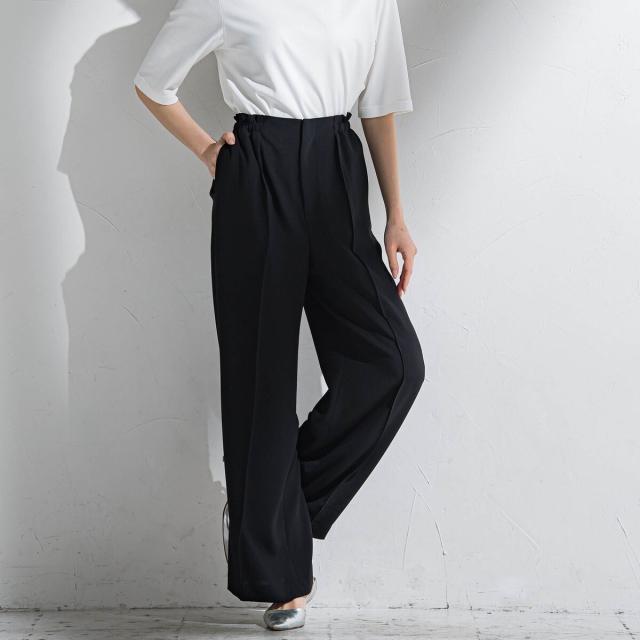 ラエフ（la．f．．．）/【大きいサイズ】【旅楽シリーズ】”シワレス”ワイドパンツ≪洗濯機で洗える≫