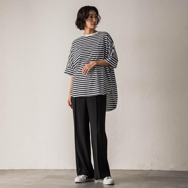 ラエフ（la．f．．．）/【大きいサイズ】【旅楽シリーズ】”シワレス”ワイドパンツ≪洗濯機で洗える≫