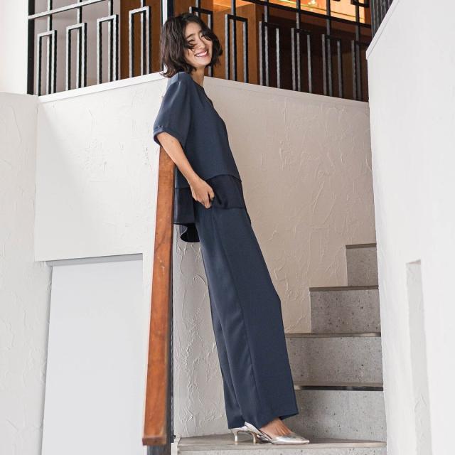 ラエフ（la．f．．．）/【大きいサイズ】【旅楽シリーズ】”シワレス”ワイドパンツ≪洗濯機で洗える≫