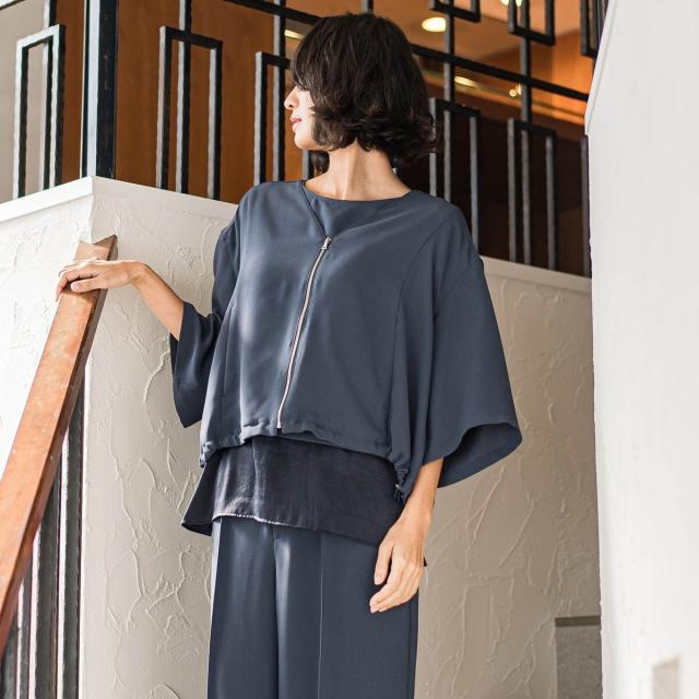 ラエフ（la．f．．．）/【大きいサイズ】【旅楽シリーズ】”シワレス”ジップアップブルゾン≪洗濯機で洗える≫