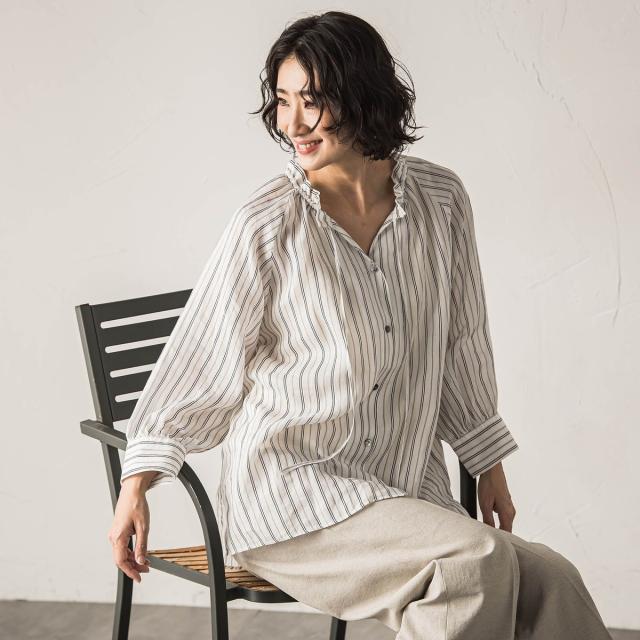 ラエフ（la．f．．．）/【大きいサイズ】【biyori】ラミーブラウス≪洗濯機で洗える≫