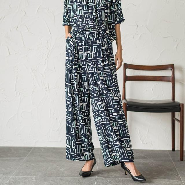 ラエフ（la．f．．．）/【大きいサイズ】幾何柄パンツ≪洗濯機で洗える≫