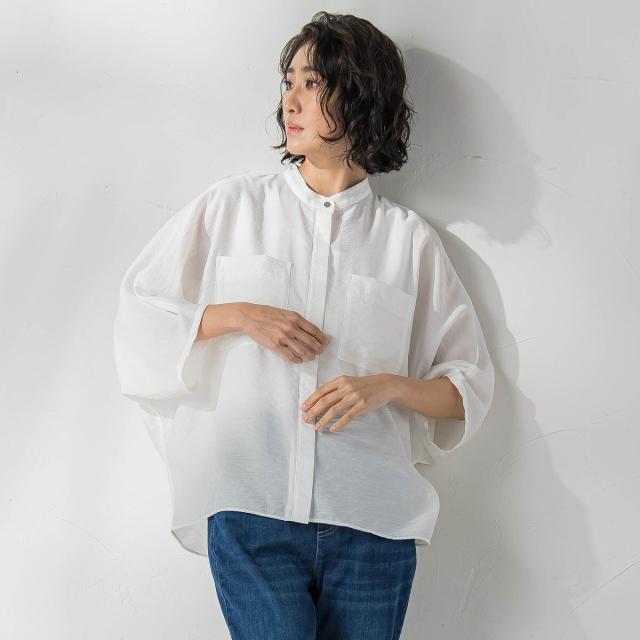 ラエフ（la．f．．．）/【大きいサイズ】シアーバンブーブラウス≪洗濯機で洗える≫