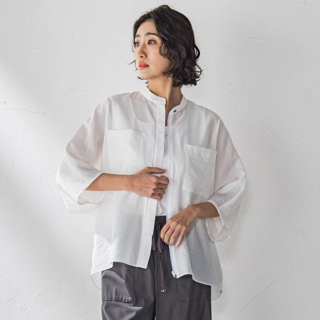 ラエフ（la．f．．．）/【大きいサイズ】シアーバンブーブラウス≪洗濯機で洗える≫