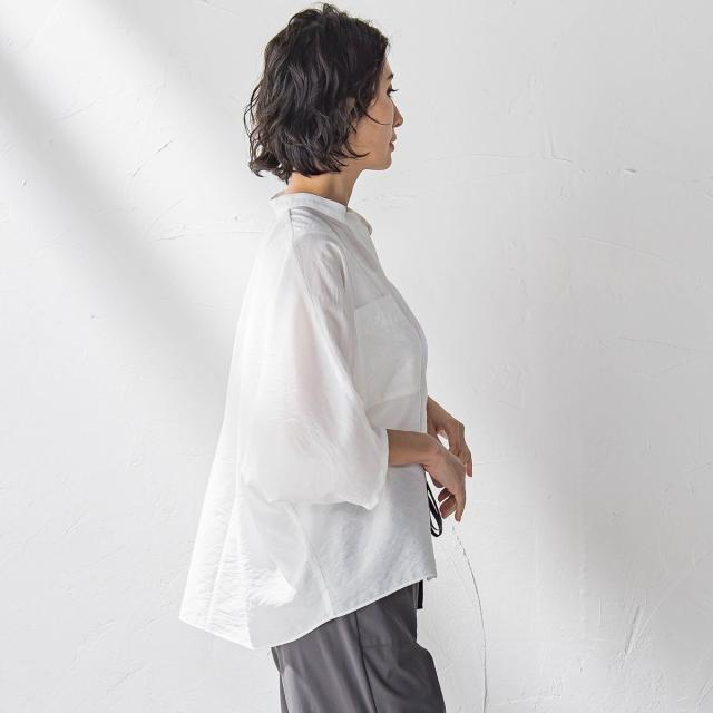 ラエフ（la．f．．．）/【大きいサイズ】シアーバンブーブラウス≪洗濯機で洗える≫