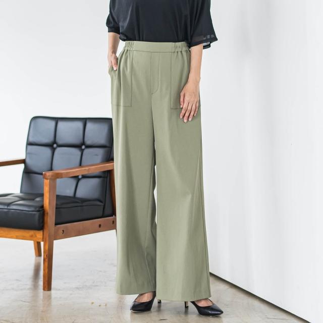 ラエフ（la．f．．．）/【大きいサイズ】パッチポケットワイドパンツ≪洗濯機で洗える≫