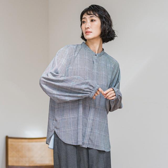 ラエフ（la．f．．．）/【大きいサイズ】ジョーゼットチェックブラウス≪洗濯機で洗える≫_1