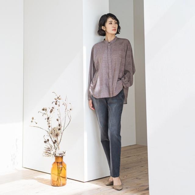 ラエフ（la．f．．．）/【大きいサイズ】ジョーゼットチェックブラウス≪洗濯機で洗える≫_12