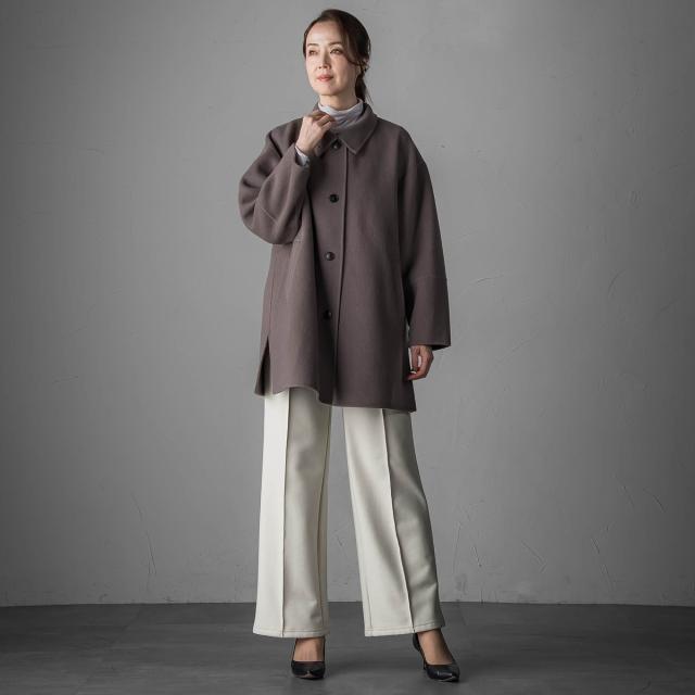 ラエフ（la．f．．．）/【大きいサイズ】”軽さと贅沢なぬくもり”スタンドカラーリバーコート_8