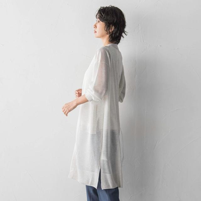 ラエフ（la．f．．．）/【大きいサイズ】シアーシャイニーニットカーデ_10
