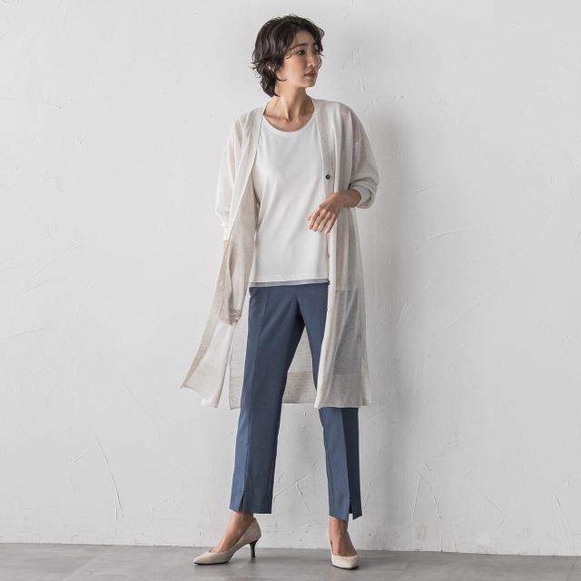 ラエフ（la．f．．．）/【大きいサイズ】シアーシャイニーニットカーデ_12