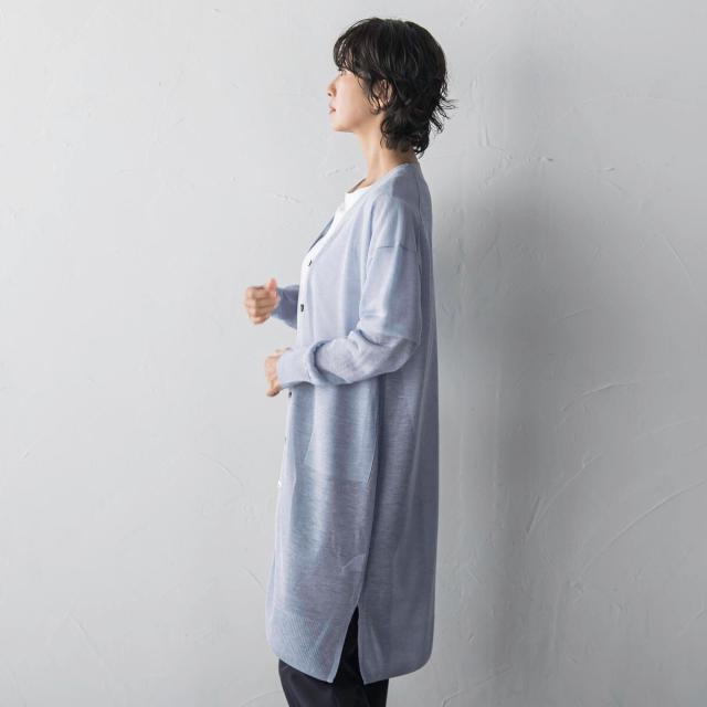 ラエフ（la．f．．．）/【大きいサイズ】シアーシャイニーニットカーデ_17