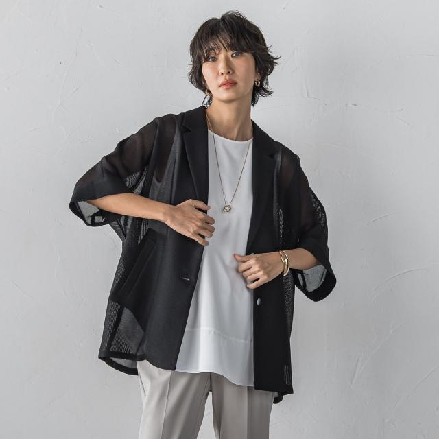 ラエフ（la．f．．．）/【大きいサイズ/新色追加】”カーデみたいに羽織れる”メッシュジャケット_11