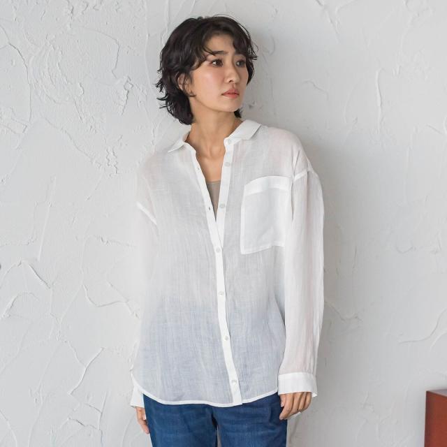 ラエフ（la．f．．．）/【大きいサイズ/新色追加】“洗える麻”トーンアップシャツ_1