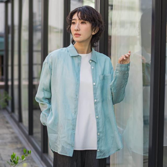 ラエフ（la．f．．．）/【大きいサイズ/新色追加】“洗える麻”トーンアップシャツ