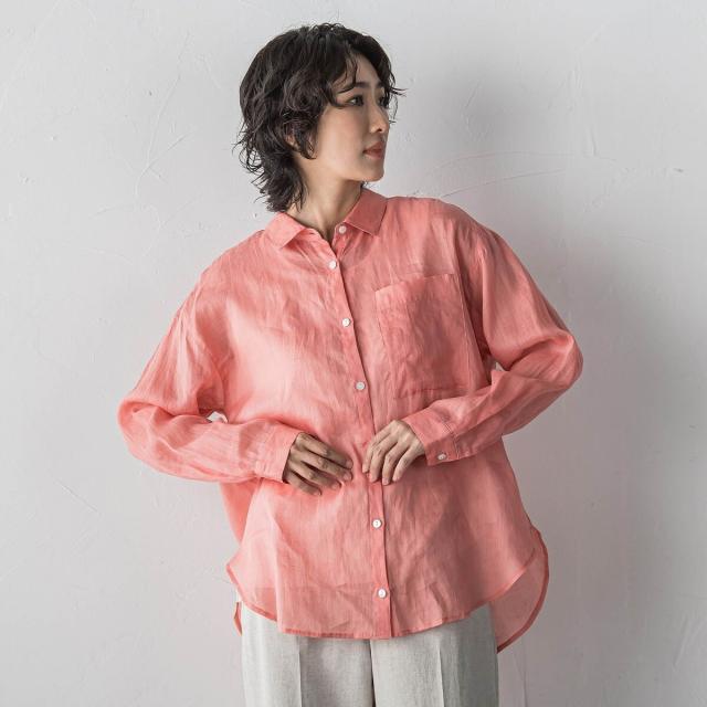 ラエフ（la．f．．．）/【大きいサイズ/新色追加】“洗える麻”トーンアップシャツ_5