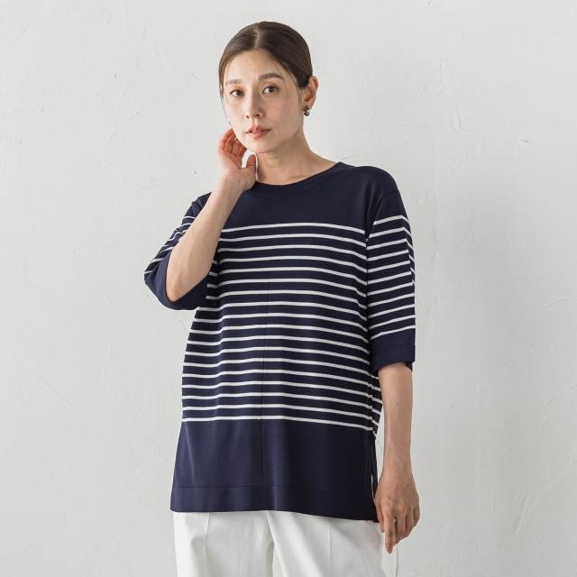 ラエフ（la．f．．．）/【大きいサイズ】ボーダーTシャツニット_2