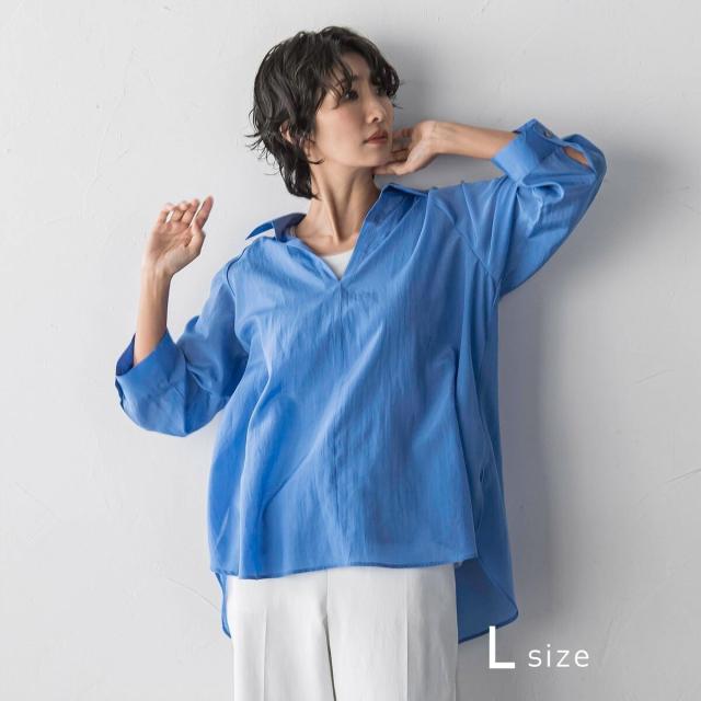 ラエフ（la．f．．．）/【大きいサイズ】肌映え！スキッパーシアーブラウス