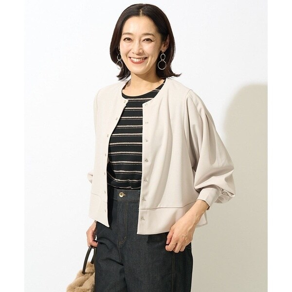 ジョルジュ・レッシュ（ES RECH）/カットジョーゼットクルーネックカーディガン