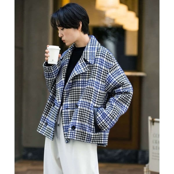 ジョルジュ・レッシュ（ES RECH）/千鳥柄ツイードショートPコート