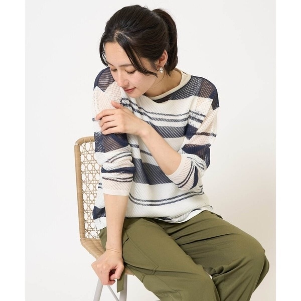 ジョルジュ・レッシュ（ES RECH）/メッシュボーダー8分袖ニット