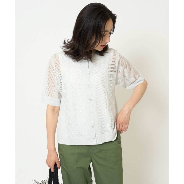 ジョルジュ・レッシュ（ES RECH）/ラメ襟付きシアーメッシュニットカーディガン