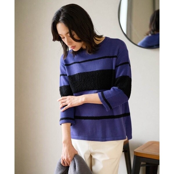 ジョルジュ・レッシュ（ES RECH）/スラブボーダー8分袖ニット