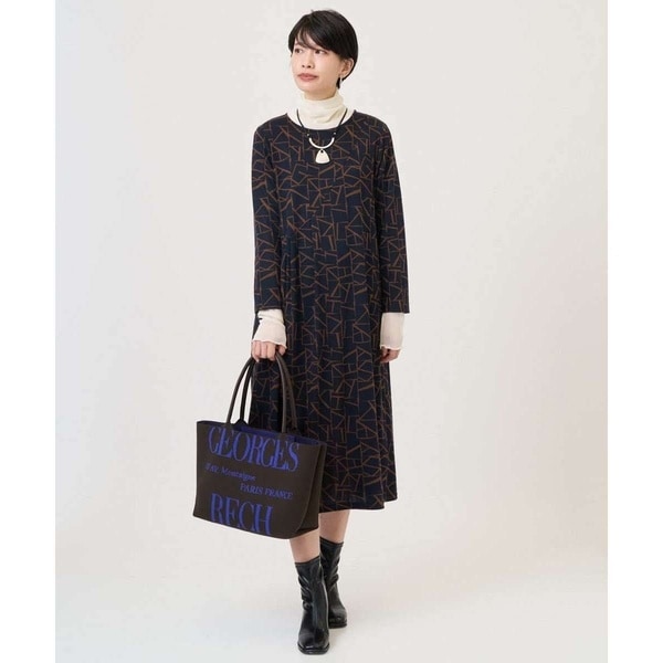 ジョルジュ・レッシュ（ES RECH）/[日本製]ダブルフェイスロゴワンピース