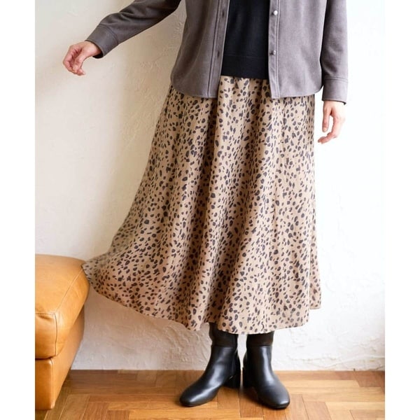 ジョルジュ・レッシュ（ES RECH）/[日本製/セットアップ対応]レオパードギャザーフレアスカート