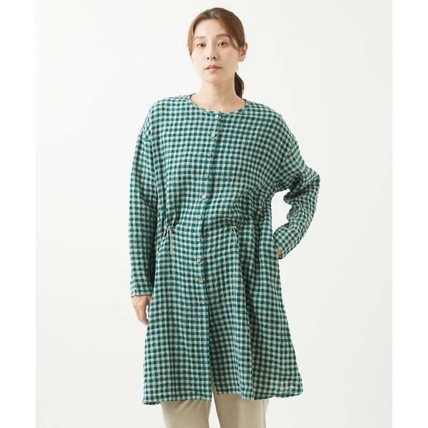 ジャンニ・ロ・ジュディチェ（GIANNI LO GIUDICE）/[洗える]先染めギンガムチェック綿麻ロングブラウス