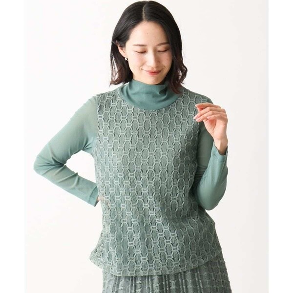 ジャンニ・ロ・ジュディチェ（GIANNI LO GIUDICE）/[洗える・日本製]66ナイロンチュールクロシェ風レースカットソー