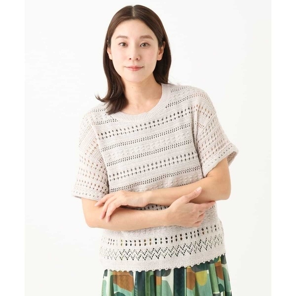 ジャンニ・ロ・ジュディチェ（GIANNI LO GIUDICE）/[洗える]透かし編み半袖ニット