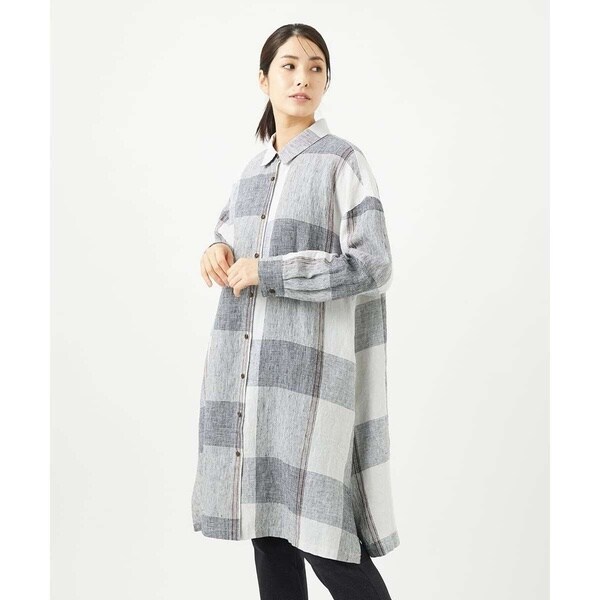ジャンニ・ロ・ジュディチェ（GIANNI LO GIUDICE）/[洗える]リネンチェックロングシャツブラウス