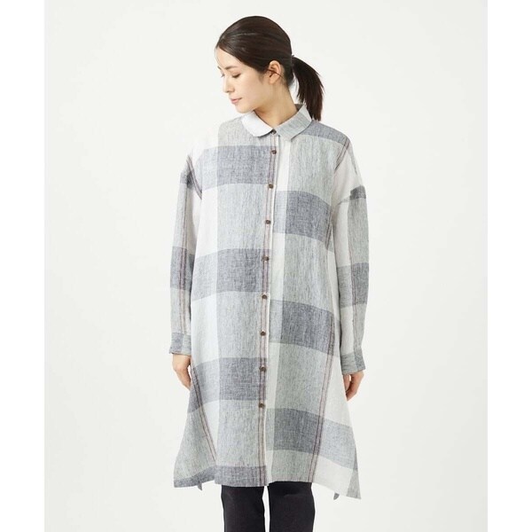 ジャンニ・ロ・ジュディチェ（GIANNI LO GIUDICE）/[洗える]リネンチェックロングシャツブラウス