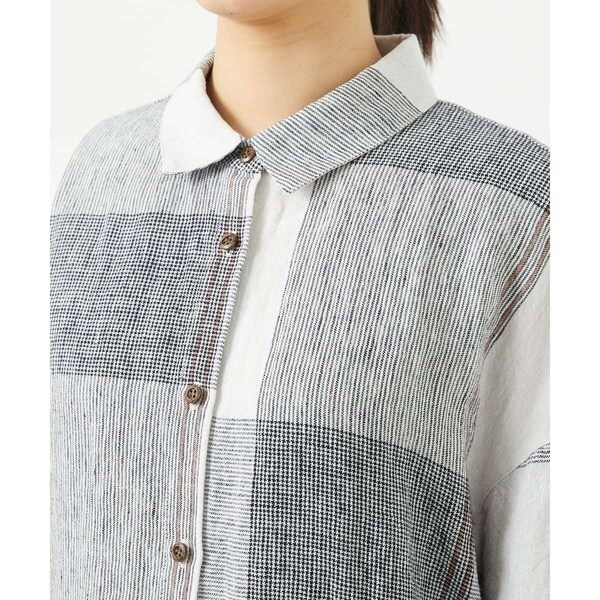 ジャンニ・ロ・ジュディチェ（GIANNI LO GIUDICE）/[洗える]リネンチェックロングシャツブラウス