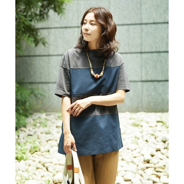 ジャンニ・ロ・ジュディチェ（GIANNI LO GIUDICE）/[洗える・日本製]ドッキングコットン天竺チュニックカットソー