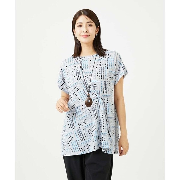 ジャンニ・ロ・ジュディチェ（GIANNI LO GIUDICE）/[接触冷感・洗える]ラインドットプリントチュニック_15