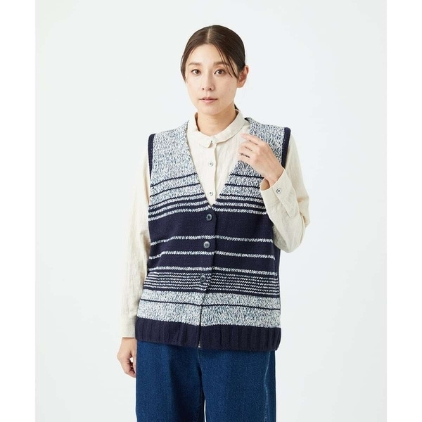 ジャンニ・ロ・ジュディチェ（GIANNI LO GIUDICE）/[洗える]カスリパネルボーダーニットベスト