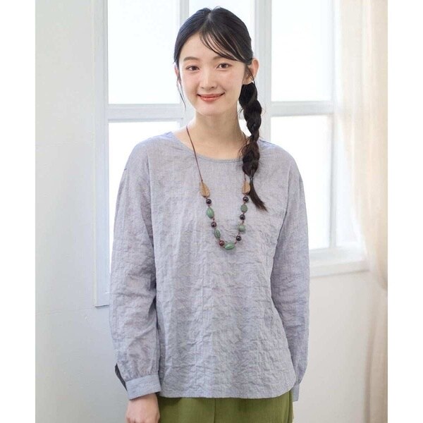 ジャンニ・ロ・ジュディチェ（GIANNI LO GIUDICE）/[洗える・日本製]シャーリングシャンブレーブラウス_2