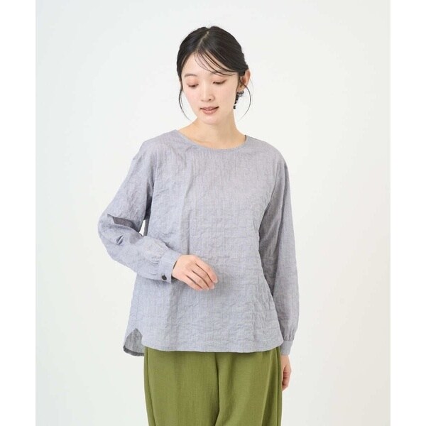 ジャンニ・ロ・ジュディチェ（GIANNI LO GIUDICE）/[洗える・日本製]シャーリングシャンブレーブラウス_3