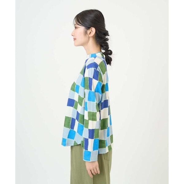 ジャンニ・ロ・ジュディチェ（GIANNI LO GIUDICE）/[洗える・日本製]コットン天竺ブロックチェックプリントカットソー_4