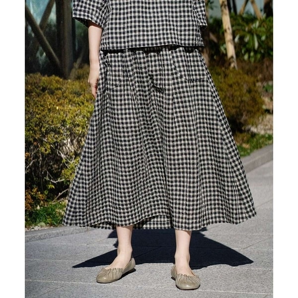 ジャンニ・ロ・ジュディチェ（GIANNI LO GIUDICE）/[洗える]リネンコットンギンガムチェックスカート