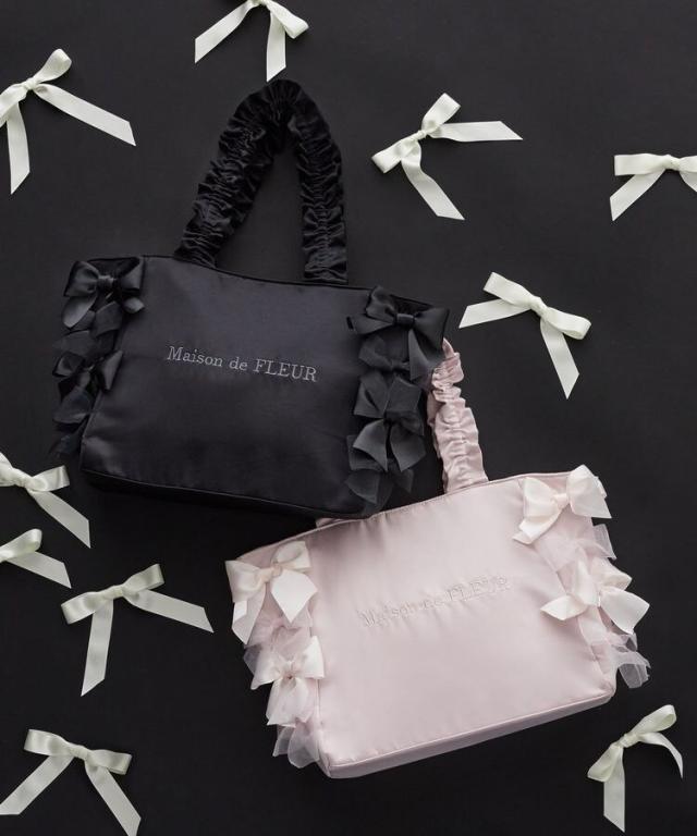 メゾン ド フルール（Maison de FLEUR）/リボンギャザーハンドルトートバッグ