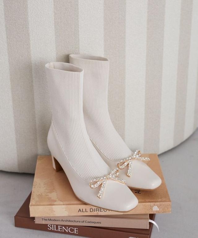 メゾン ド フルール（Maison de FLEUR）/リボンビジューニットブーツ_1