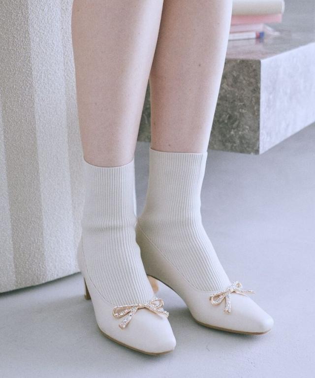 メゾン ド フルール（Maison de FLEUR）/リボンビジューニットブーツ_4