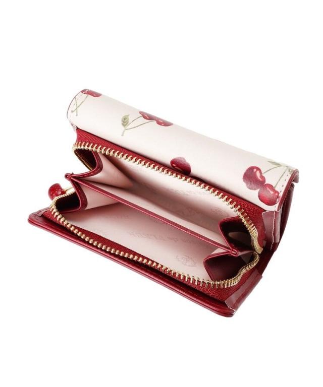Maison de FLEUR チェリー柄ウォレット　メゾンドフルール　新品 メゾン ド フルール（Maison de FLEUR）/リーフ付きチェリーウォレット