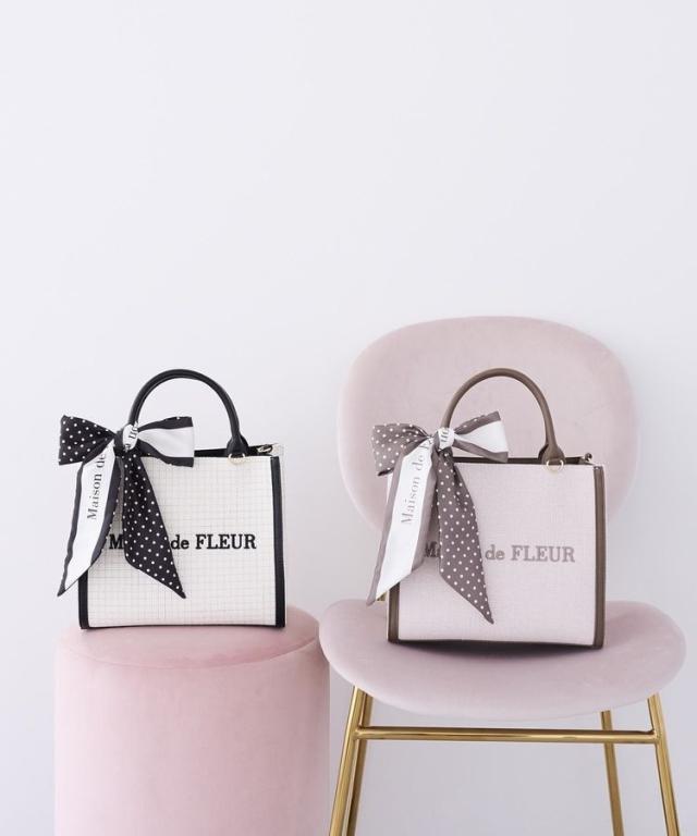住み家 ド フルール（Maison de FLEUR）/えり巻き付き添い人ツィード真四角2Wayトート
