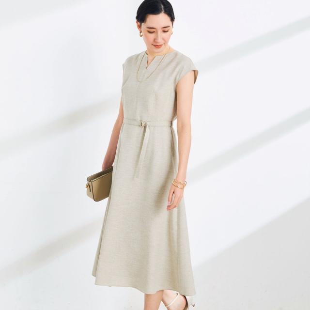 ノーリーズ（NOLLEY’S）/麻調合繊ベルト付きフレアワンピースの通販は