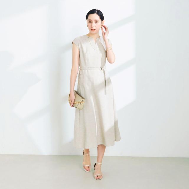 ノーリーズ（NOLLEY’S）/麻調合繊ベルト付きフレアワンピースの通販は