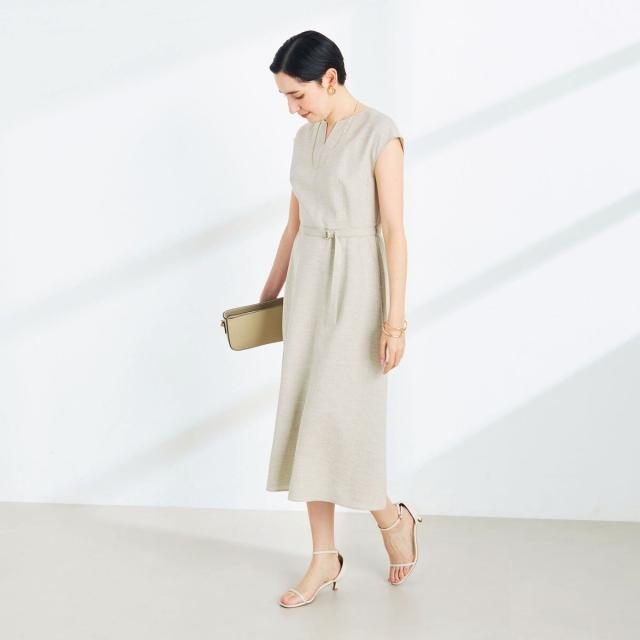 ノーリーズ（NOLLEY’S）/麻調合繊ベルト付きフレアワンピースの通販は